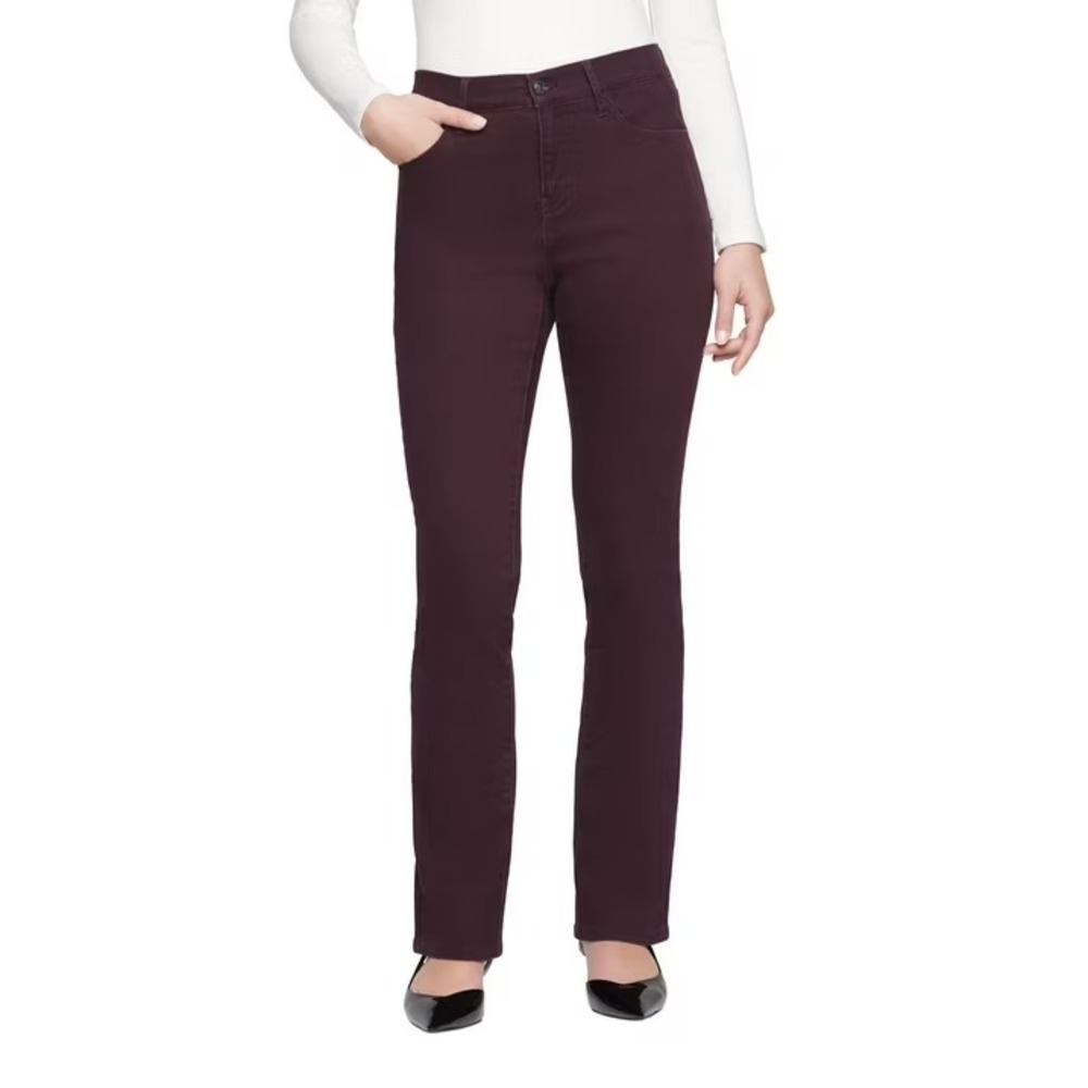 Express Womens Bootcut Jeans Size 16 Wine Burgundy Mid Rise Stretch Denim